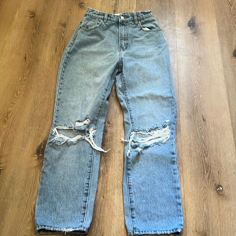 Rolla's Elle Super High Rise Relaxed Jeans distressed light size 24